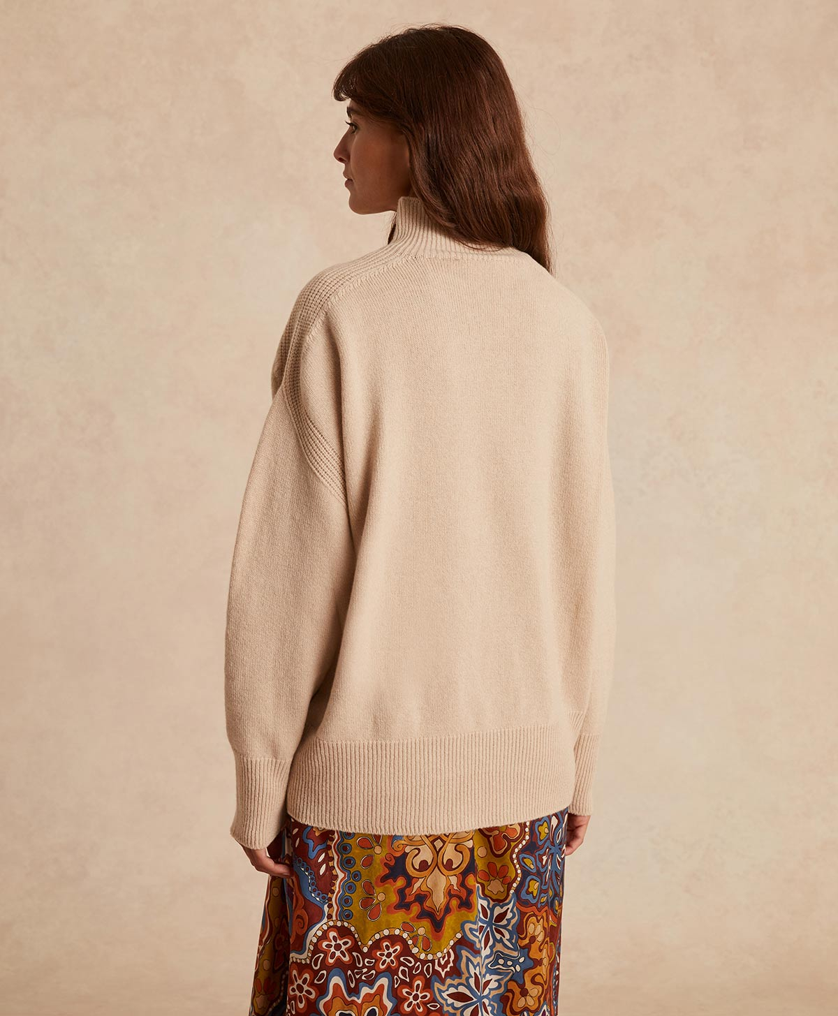 COSME KNITWEAR IN PLAIN WOOL/CASHMERE - BEIGE - Momonì