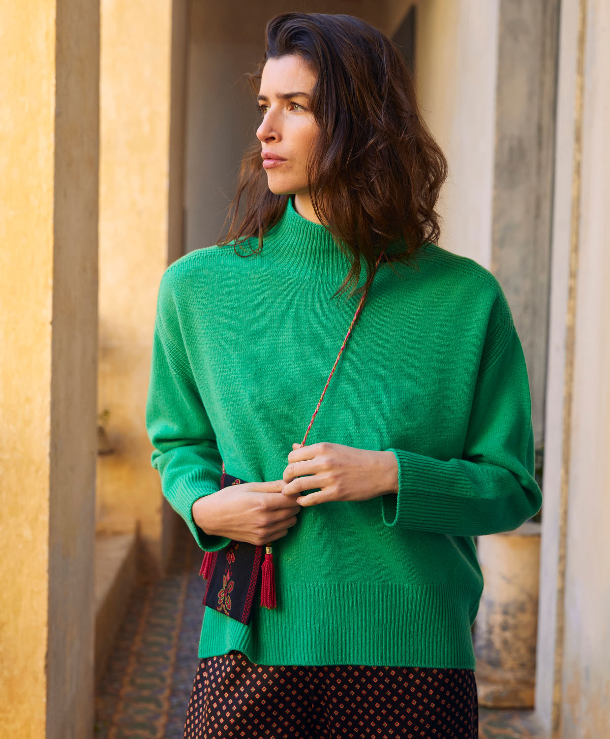 COSME KNITWEAR IN PLAIN WOOL/CASHMERE - GRASS GREEN - Clothing - Momonì