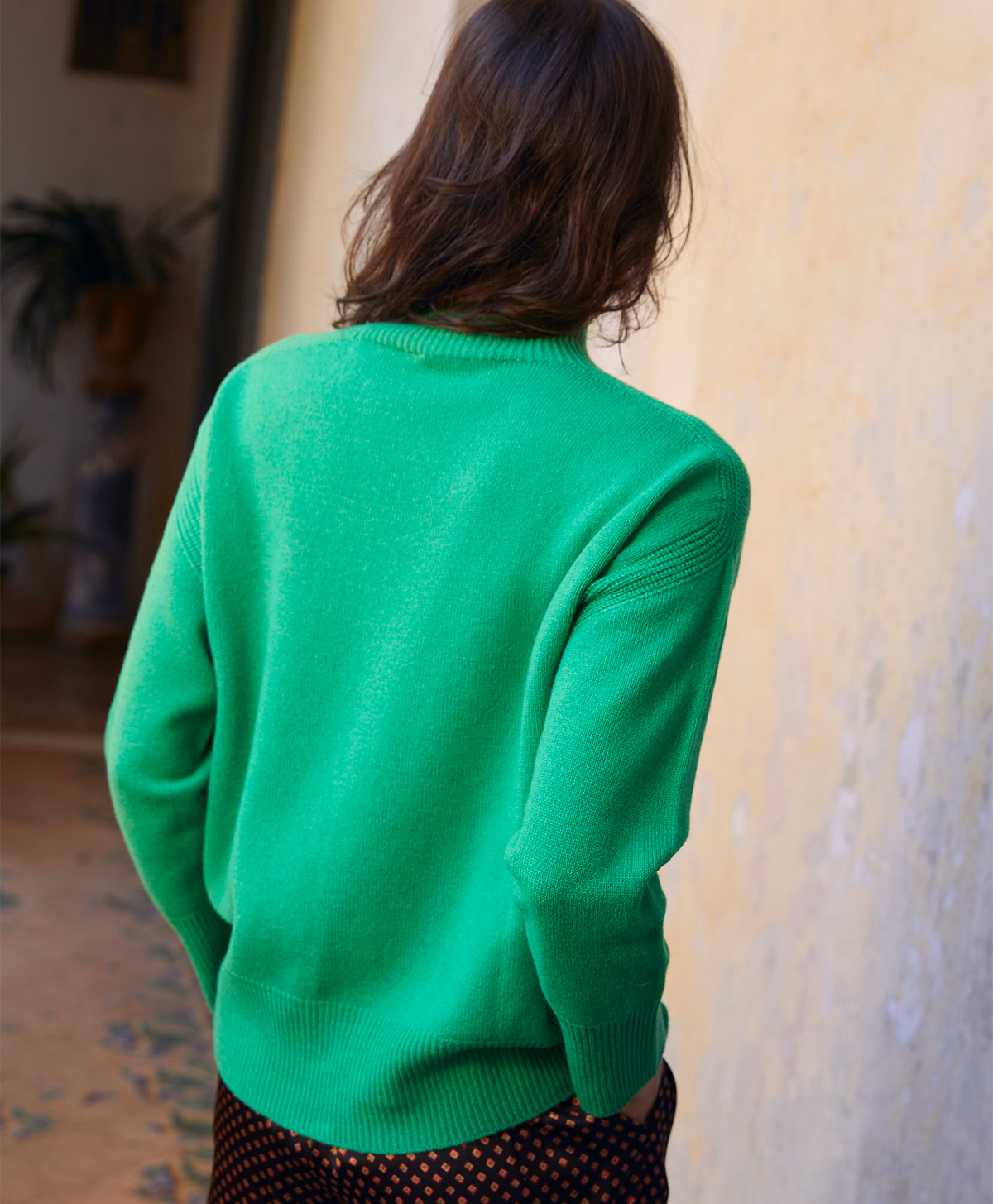 COSME KNITWEAR IN PLAIN WOOL/CASHMERE - GRASS GREEN - Momonì