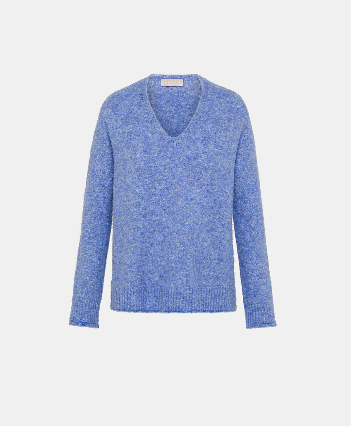 MAGLIA OSTRYA IN BABY ALPACA EFFETTO FELPA - CERULEO - Momonì
