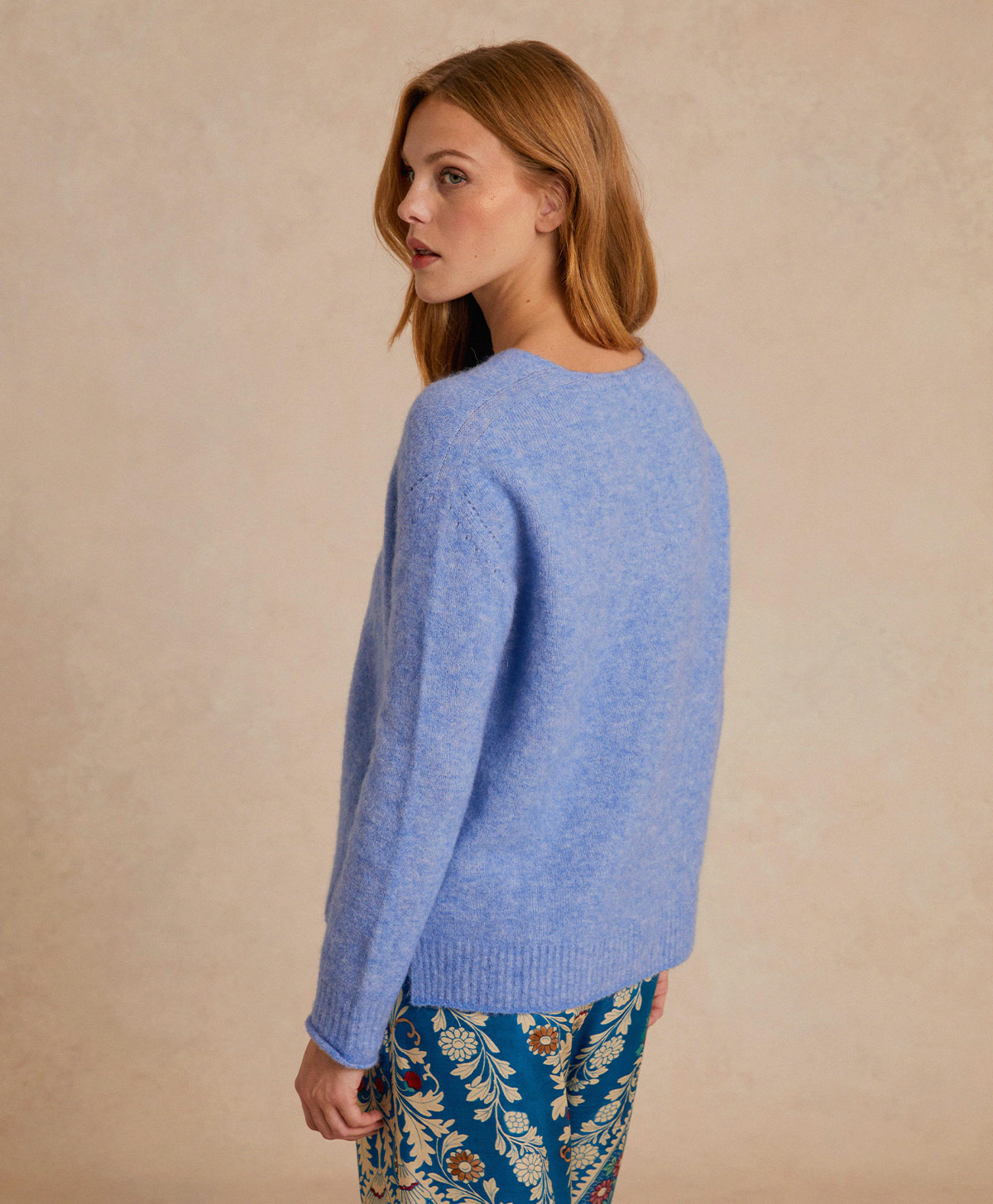 MAGLIA OSTRYA IN BABY ALPACA EFFETTO FELPA - CERULEO - Momonì