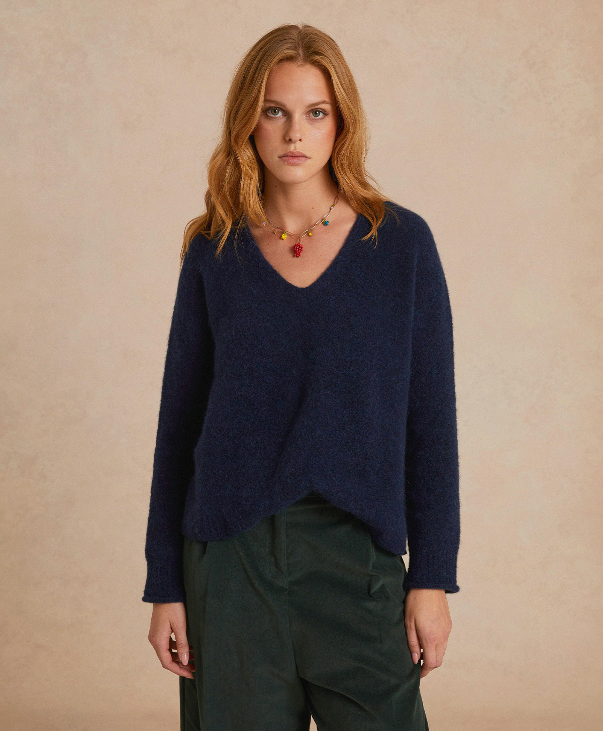 OSTRYA KNITWEAR  FLEECE-EFFECT BABY ALPACA  - BLUE - Momonì