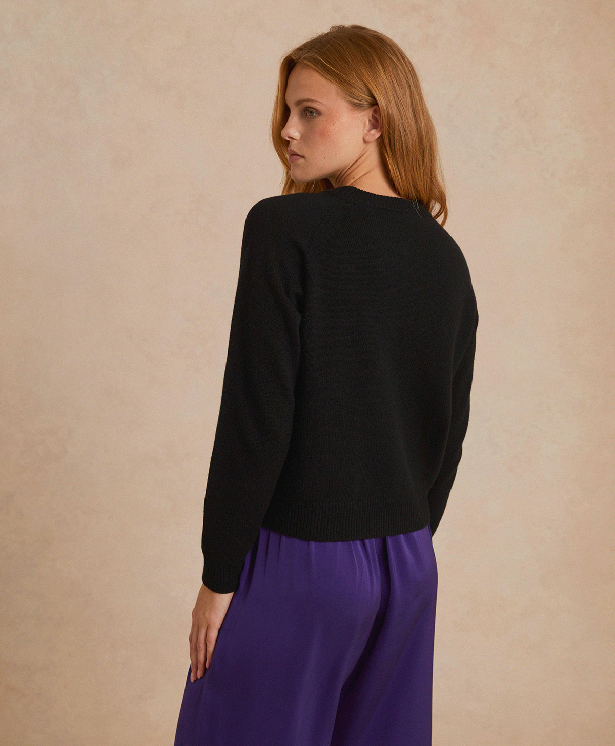 MAGLIA MARMOTTA IN MAGLIA RASATA LANA/IN CASHMERE - NERO - Momonì