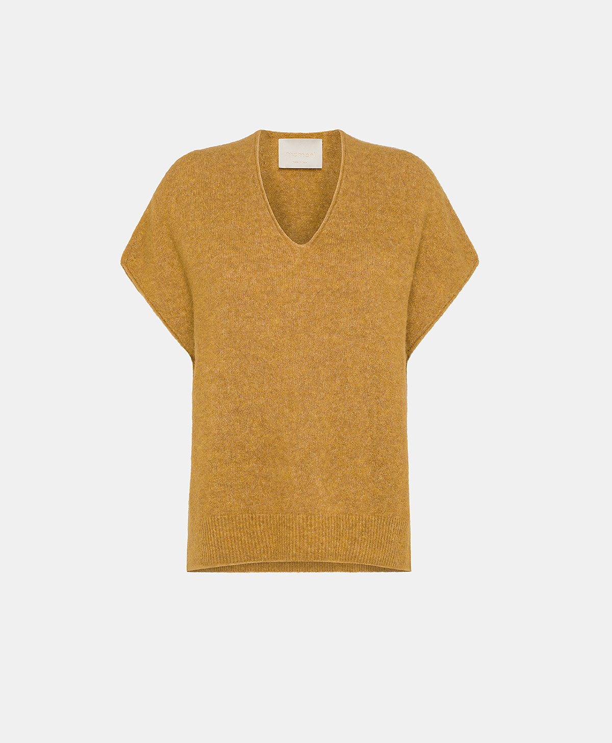GILET ADRIEN  FLEECE-EFFECT BABY ALPACA  - CAMEL - Momonì