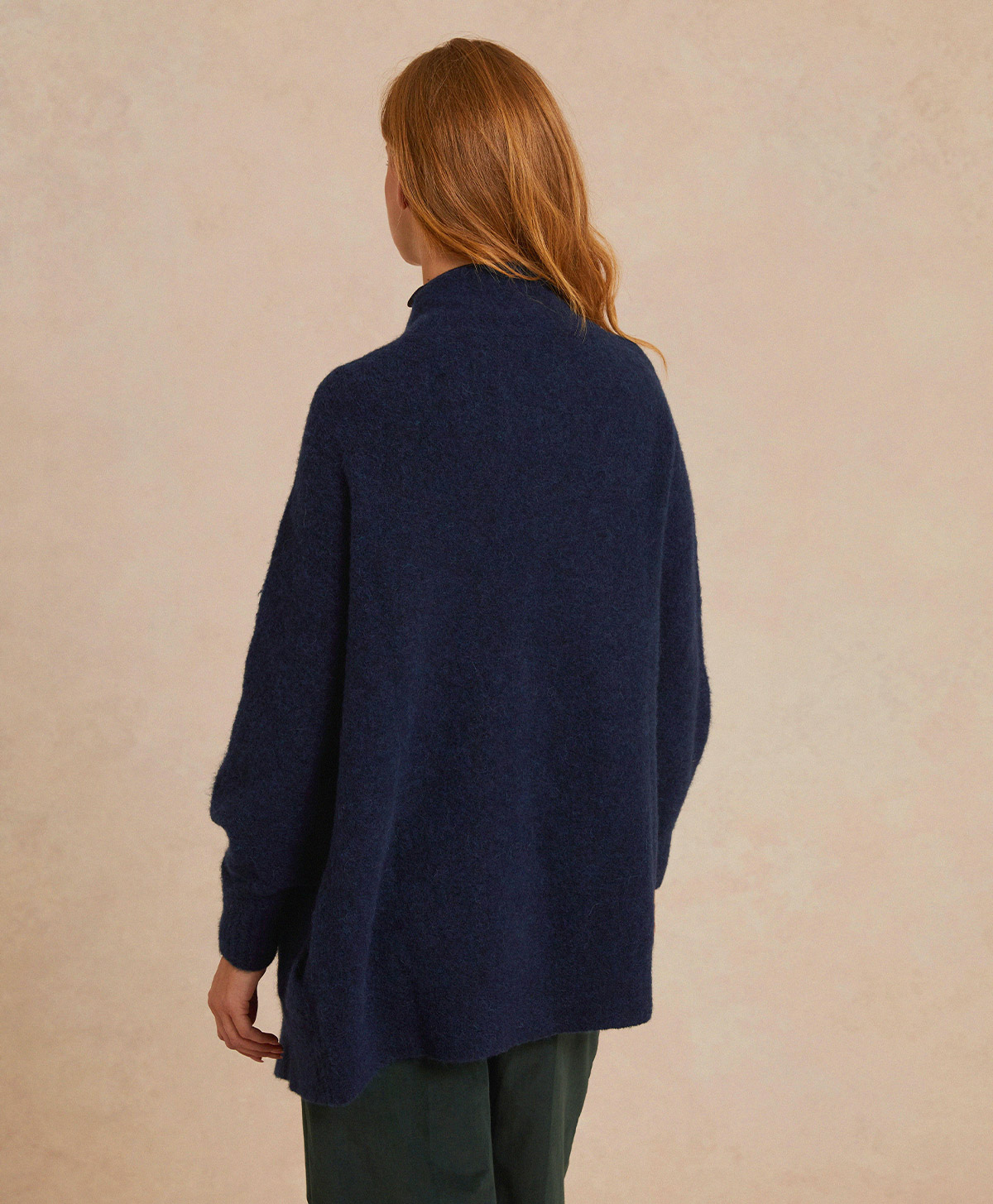 CARDIGAN CHAMONIX  FLEECE-EFFECT BABY ALPACA  - BLUE - Momonì