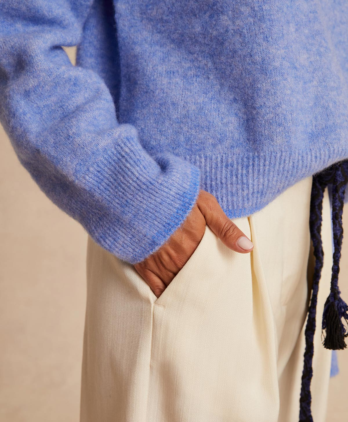 FLAVIEN KNITWEAR  FLEECE-EFFECT BABY ALPACA  - CERULEAN - Momonì