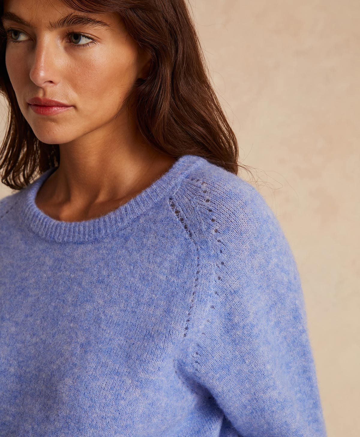 FLAVIEN KNITWEAR  FLEECE-EFFECT BABY ALPACA  - CERULEAN - Momonì