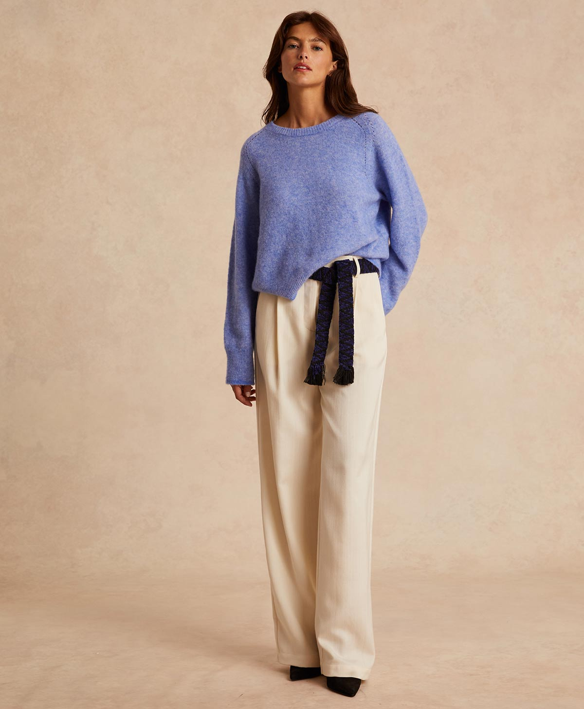 FLAVIEN KNITWEAR  FLEECE-EFFECT BABY ALPACA  - CERULEAN - Momonì