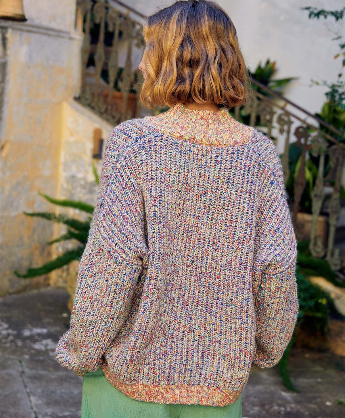 MAGLIA MARIN IN MAGLIA PERLATA VANISE' - PANNA/BLU - Momonì
