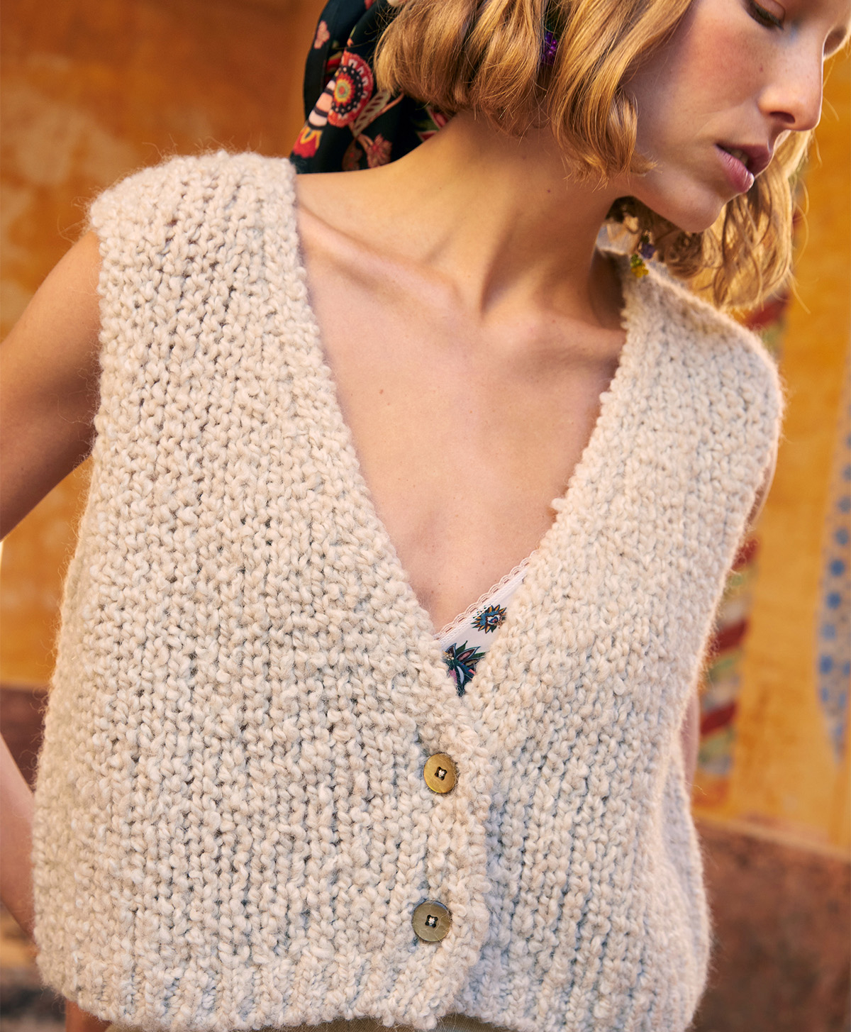 GILET GHISLAIN IN ECO FRIENDLY BOUCLE - CREAM - Momonì