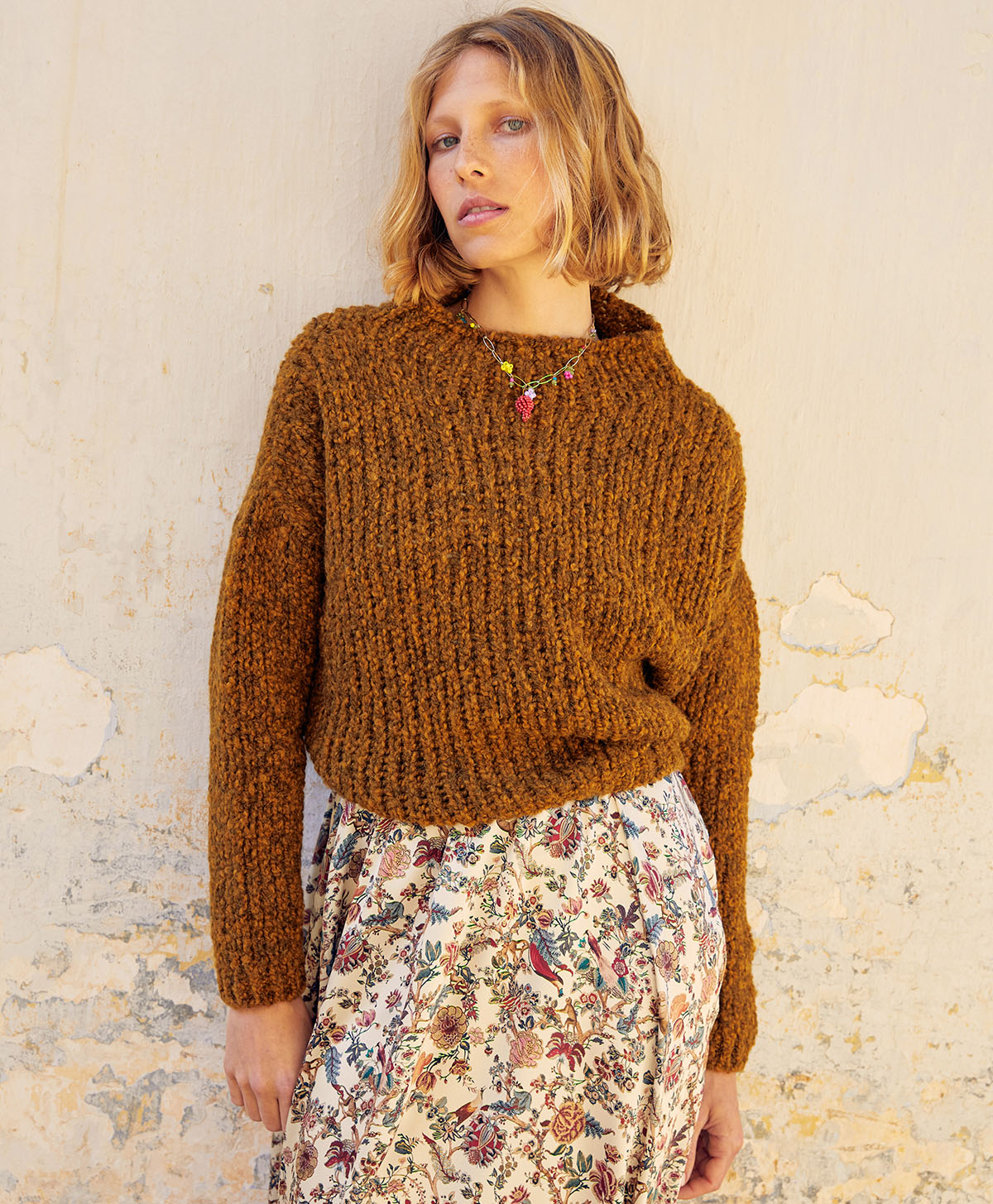 LEANDRE KNITWEAR IN ECO FRIENDLY BOUCLE - ARMY - Clothing - Momonì