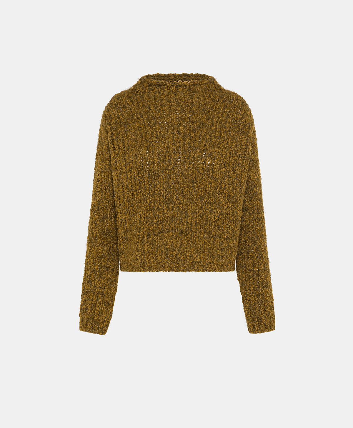 LEANDRE KNITWEAR IN ECO FRIENDLY BOUCLE - ARMY - Clothing - Momonì