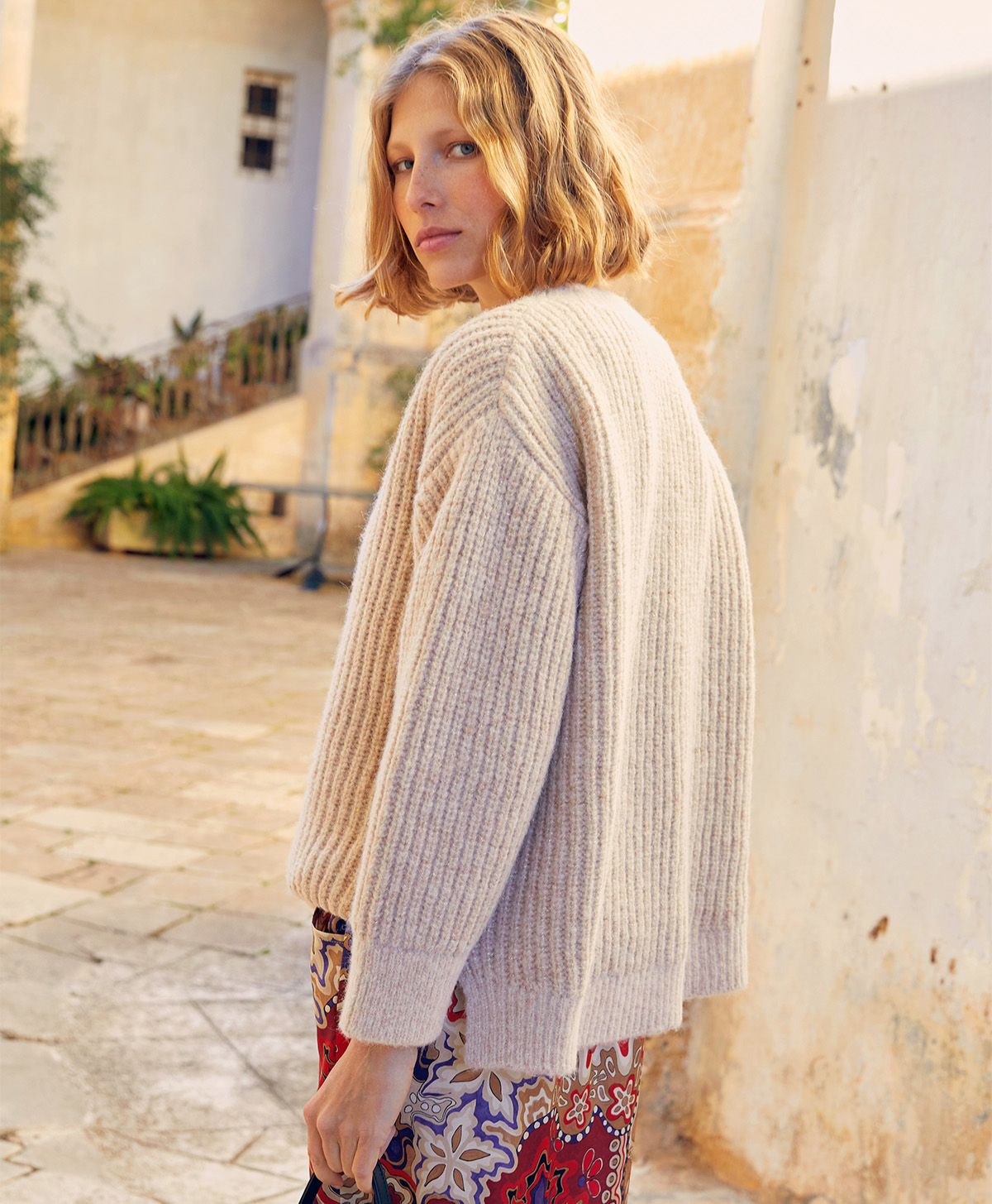 GATIEN KNITWEAR IN RIBBED LUREX - POWDER PINK - Momonì
