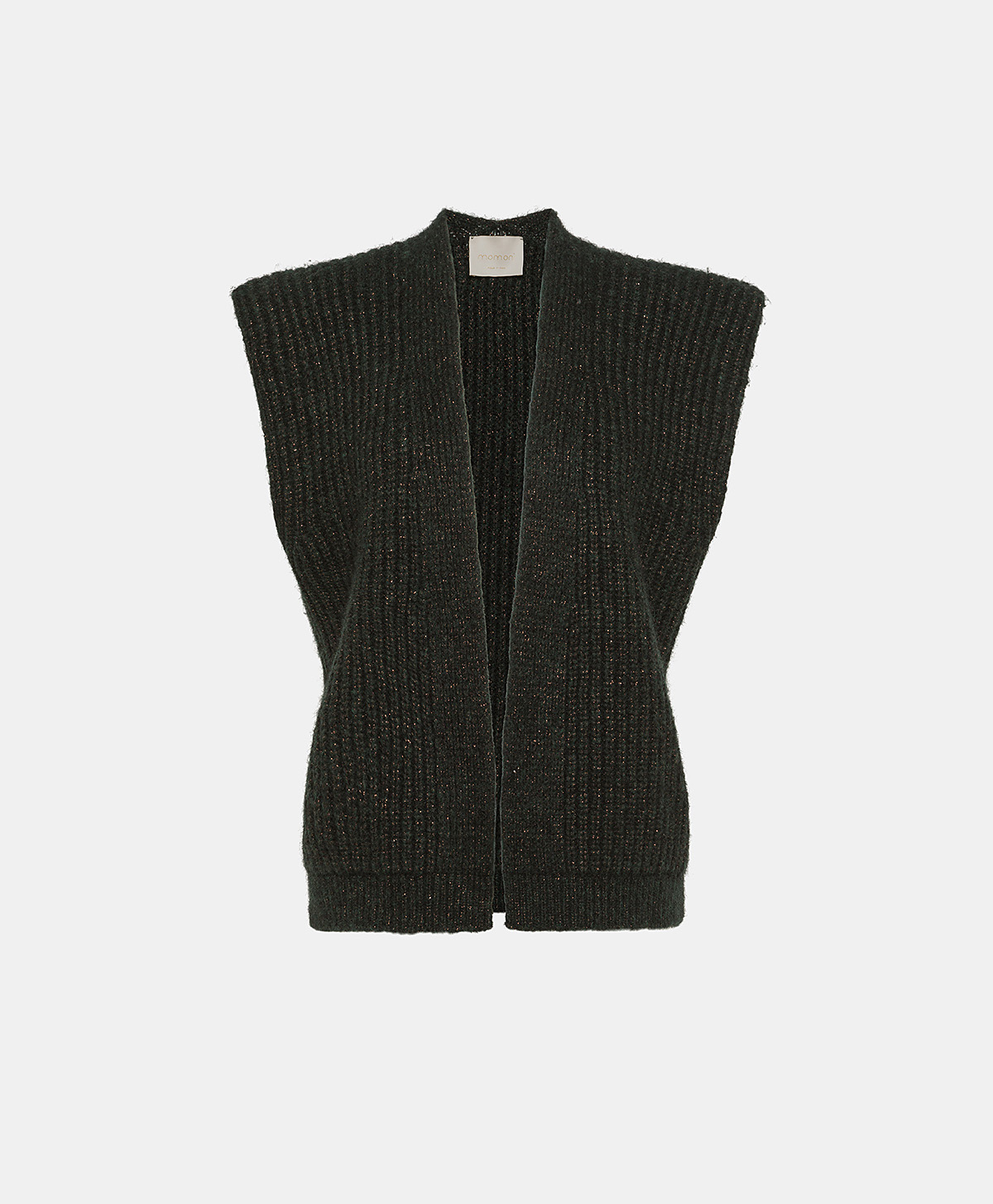 GILET ARSENE EN TRICOT LUREX TRAVAILLÉ - VERT FONCÉ - Momonì