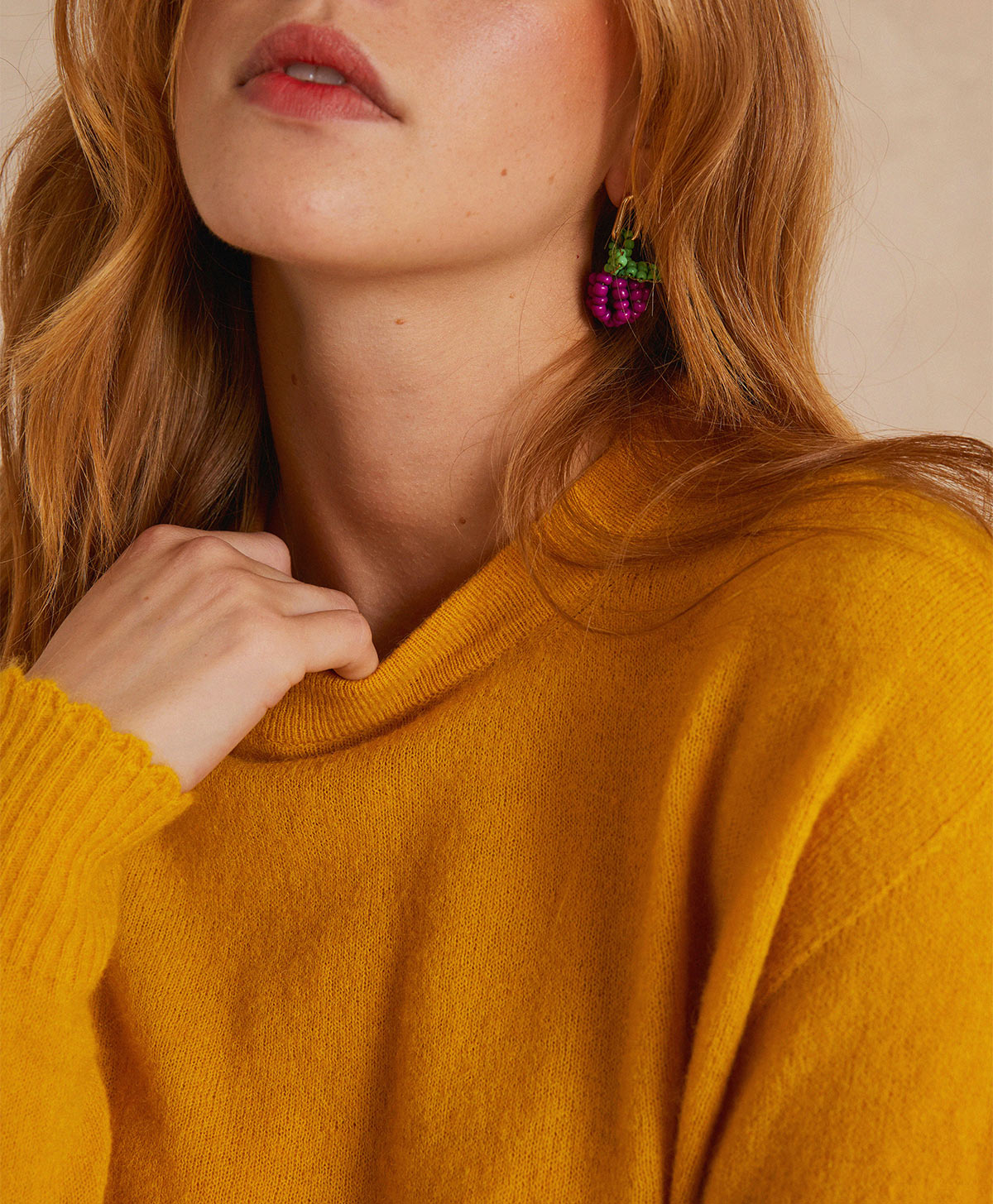 TRICOT VISONE EN MOHAIR DOUX STRETCH - MOUTARDE - Clothing - Momonì
