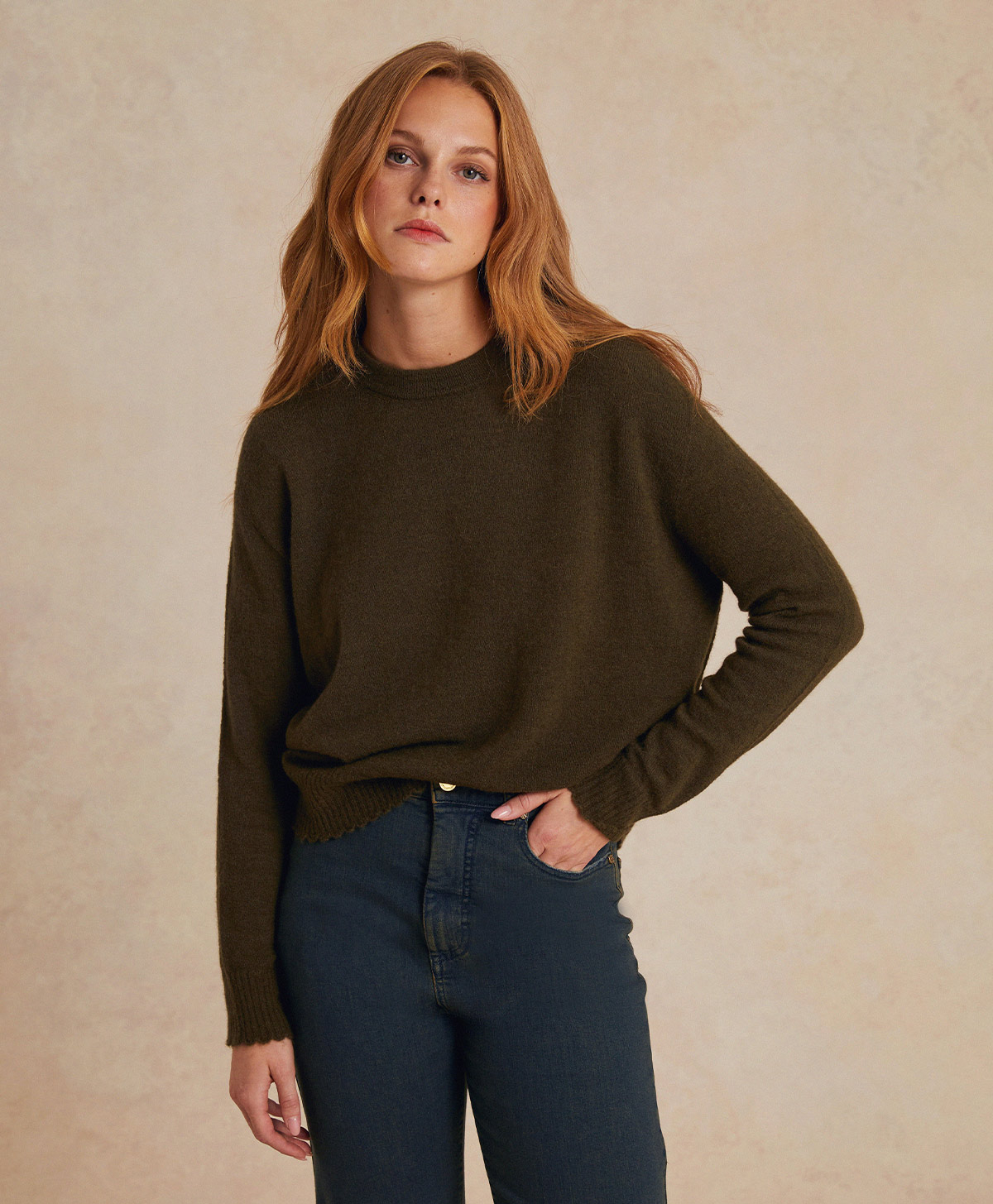 TRICOT VISONE EN MOHAIR DOUX STRETCH - ARMY - Clothing - Momonì
