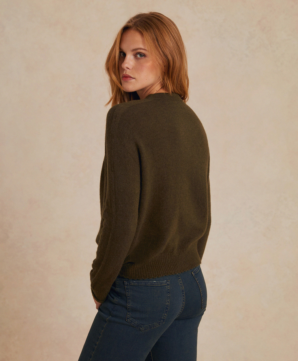 TRICOT VISONE EN MOHAIR DOUX STRETCH - ARMY - Momonì