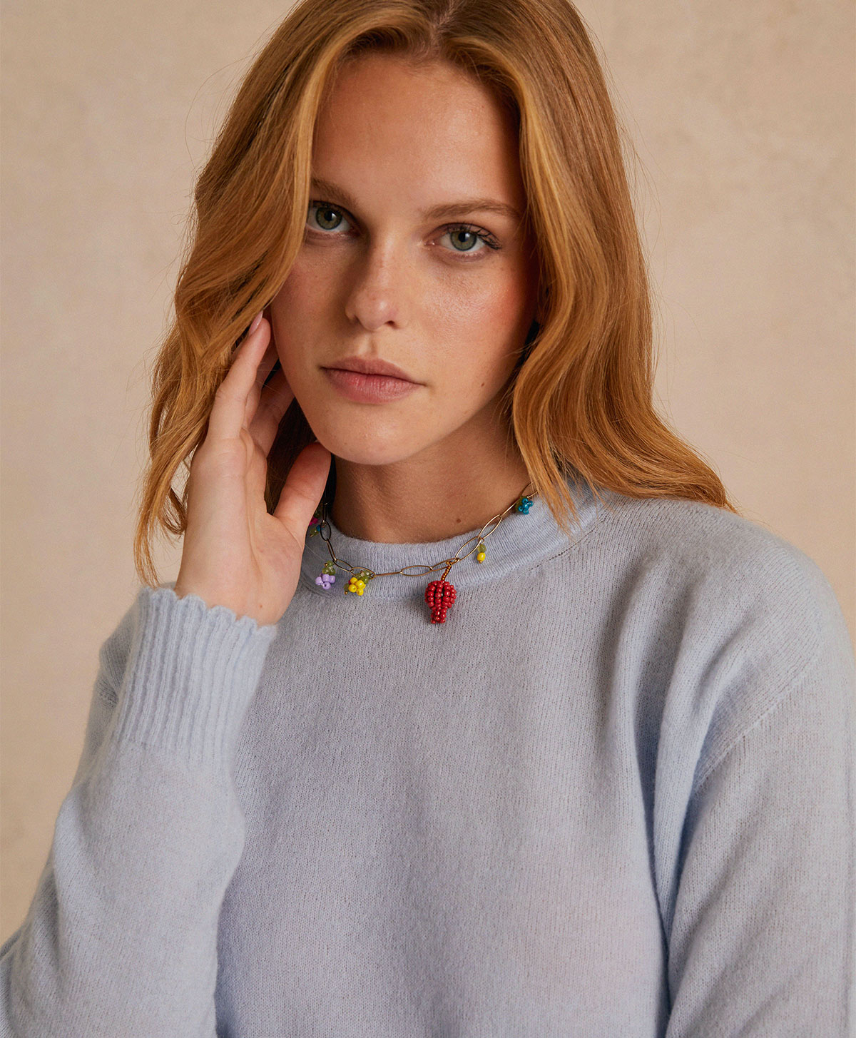 TRICOT VISONE EN MOHAIR DOUX STRETCH - BLEU CIEL - Momonì
