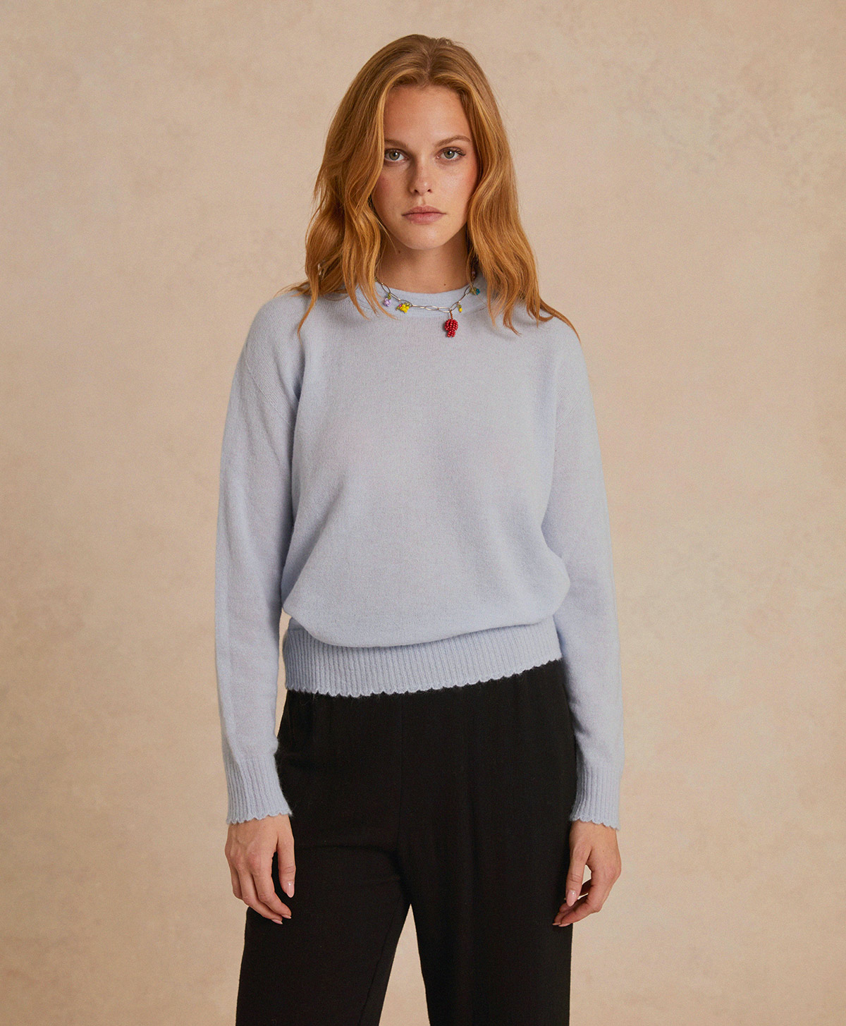 TRICOT VISONE EN MOHAIR DOUX STRETCH - BLEU CIEL - Momonì
