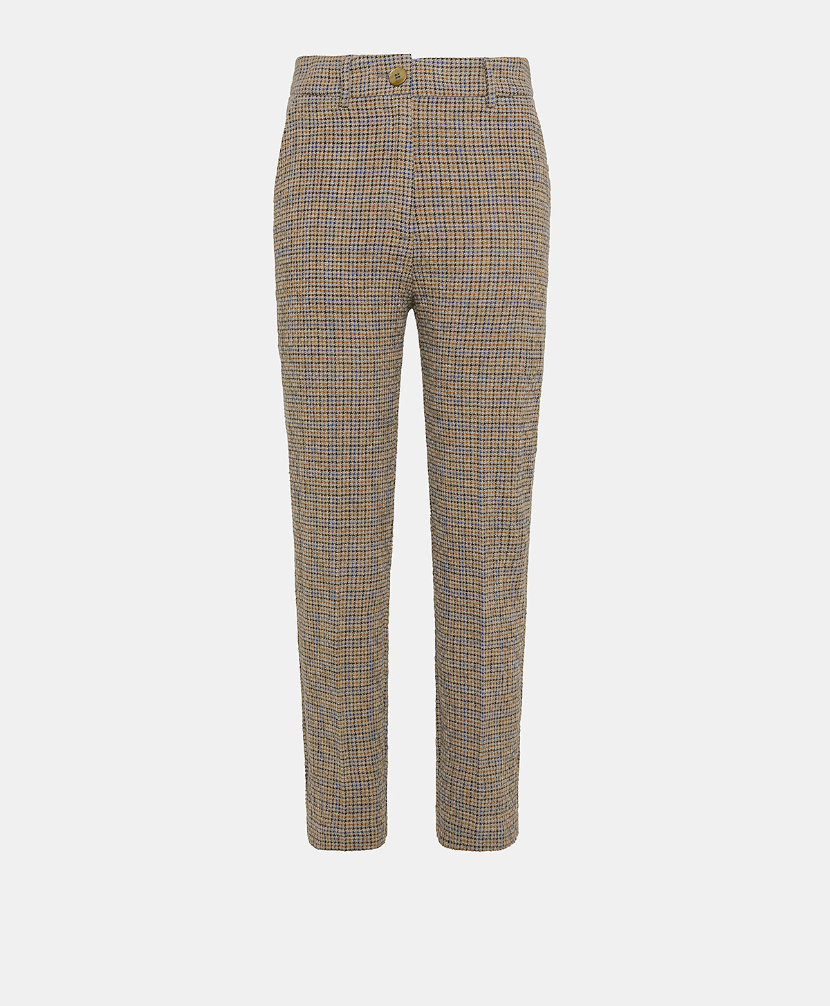 LYON PANT IN HOUNDSTOOTH SEERSUCKER - TOBACCO/BLUETTE - Momonì