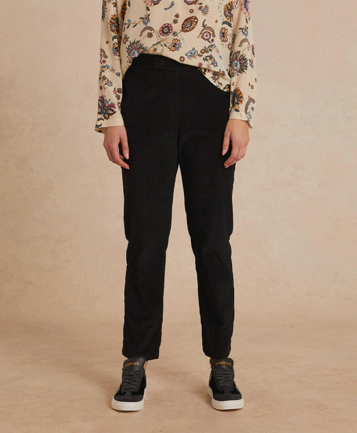 HAITI PANT IN STRETCH RIBBED CO/MO - BLACK - Momonì