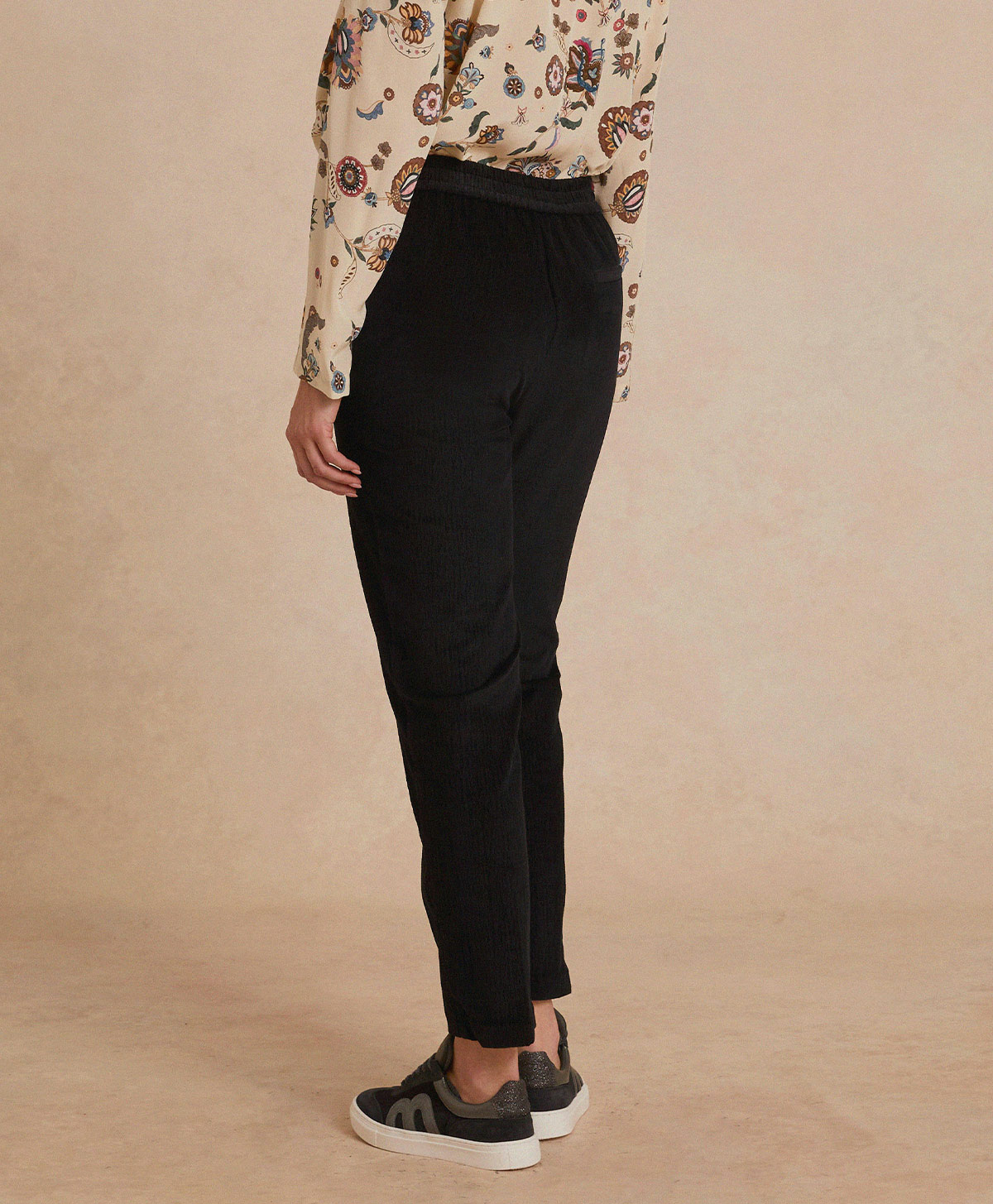 HAITI PANT IN STRETCH RIBBED CO/MO - BLACK - Momonì