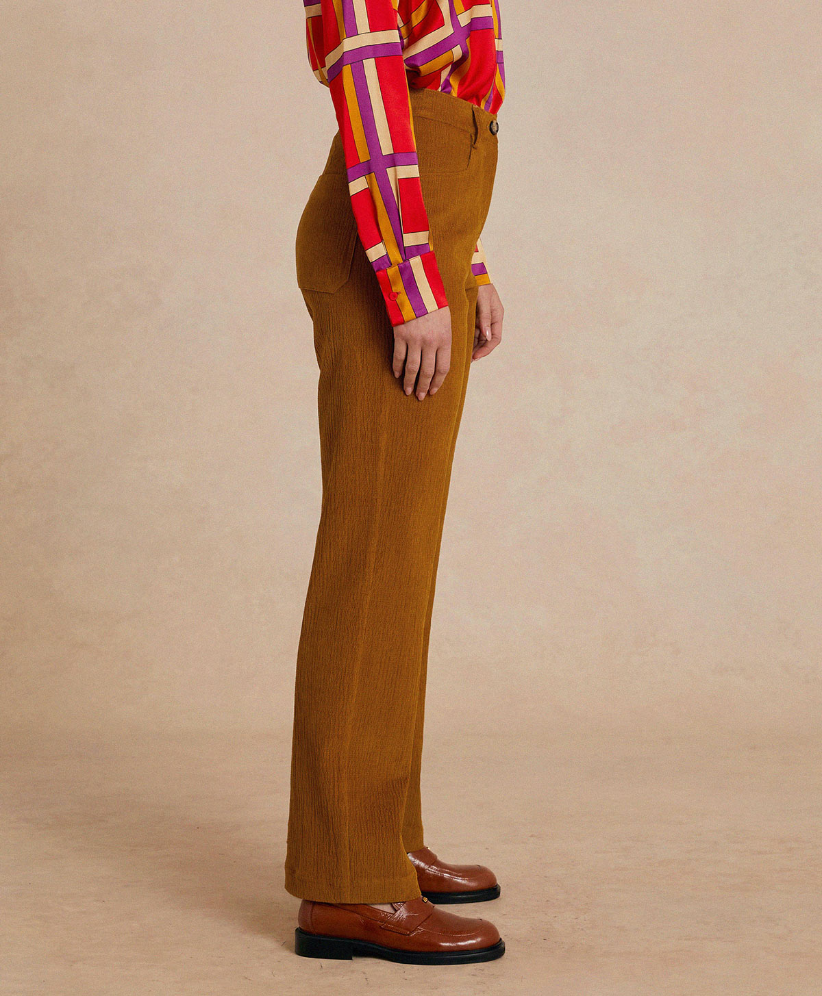 JACQUES PANT IN STRETCH RIBBED CO/MO - CIGAR BROWN - Momonì