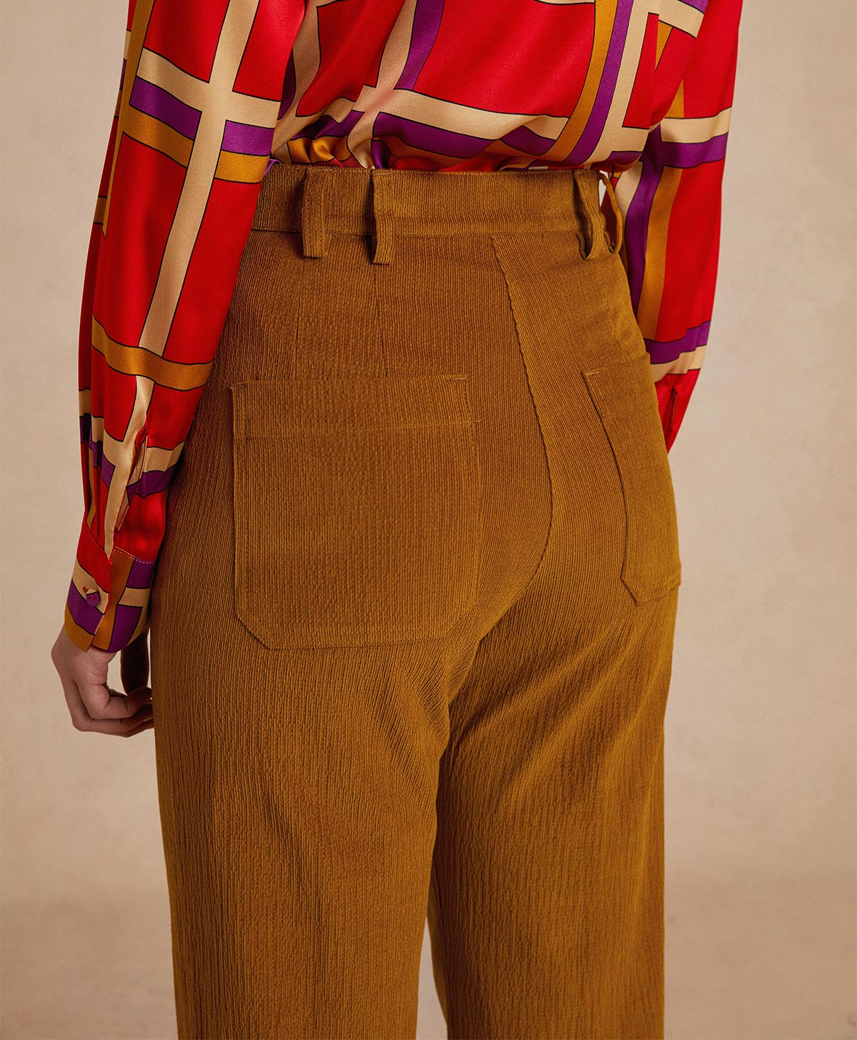 JACQUES PANT IN STRETCH RIBBED CO/MO - CIGAR BROWN - Momonì