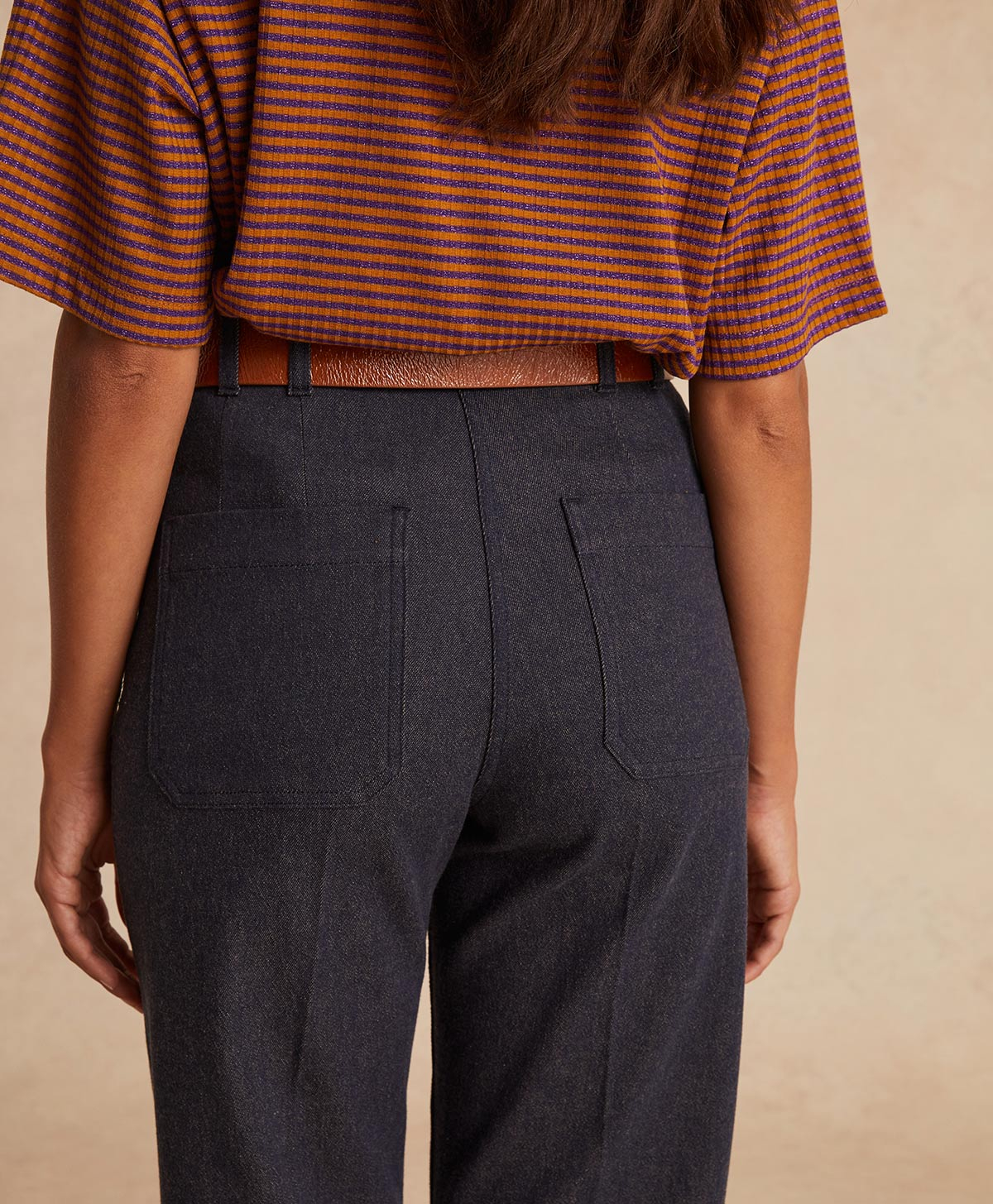 PANTALON JACQUES EN DENIM COTON LAINE - BLEU JEANS - Momonì