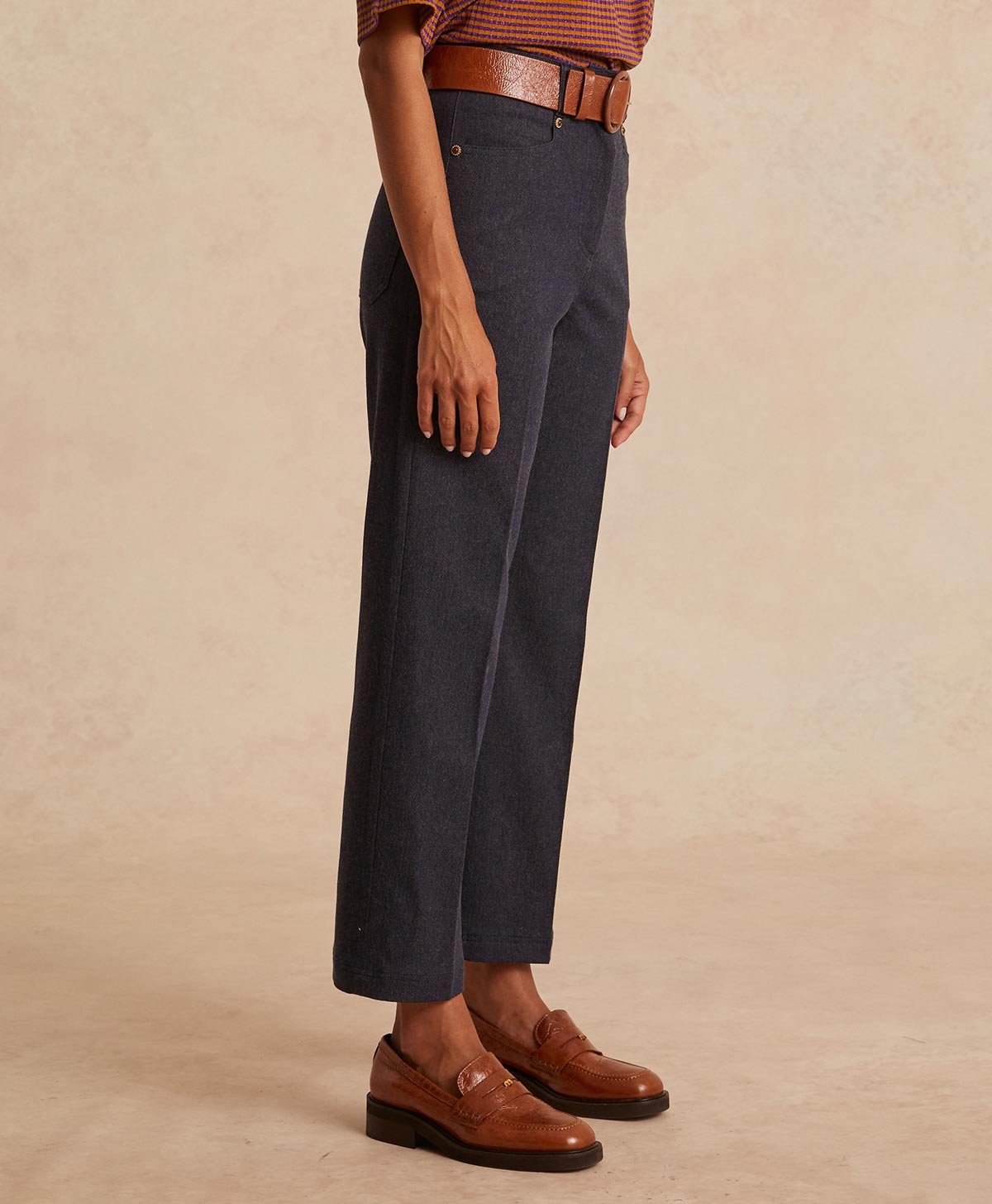 PANTALON JACQUES EN DENIM COTON LAINE - BLEU JEANS - Momonì