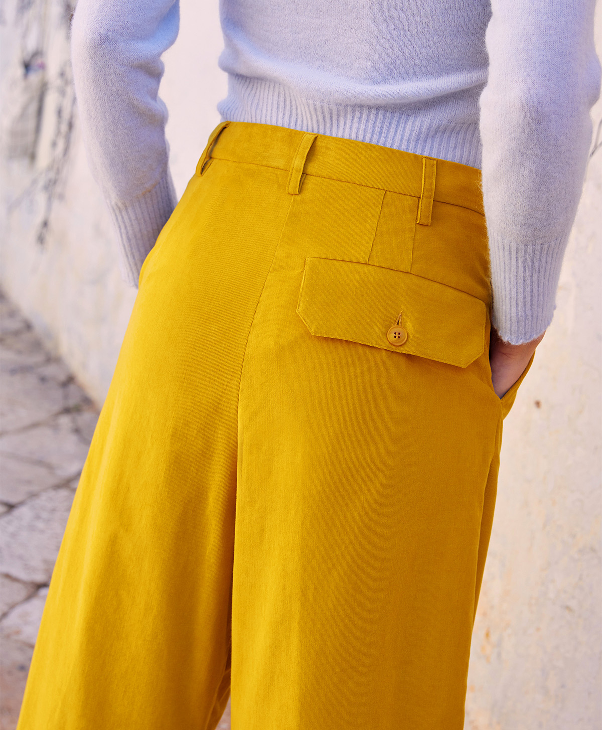 GRECALE BIS PANT IN STRETCH CORDUROY - YELLOW - Momonì