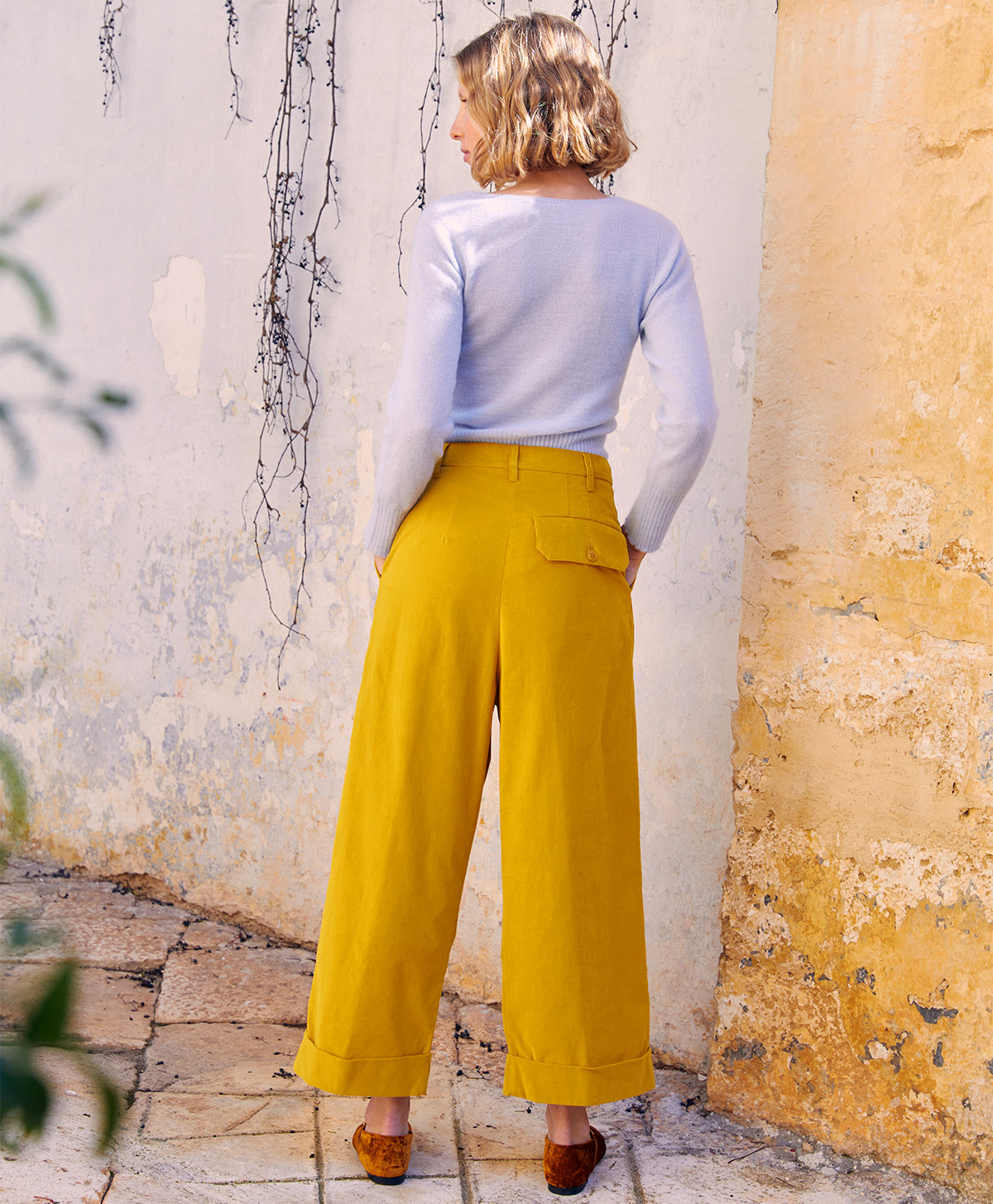 GRECALE BIS PANT IN STRETCH CORDUROY - YELLOW - Momonì