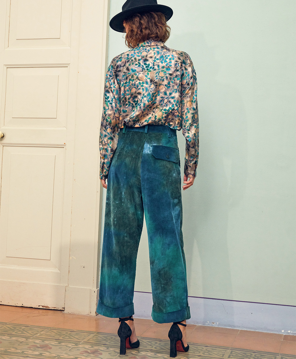 GRECALE BIS PANT IN TIE DYE CORDUROY - MULTICOLOR GREEN - Momonì