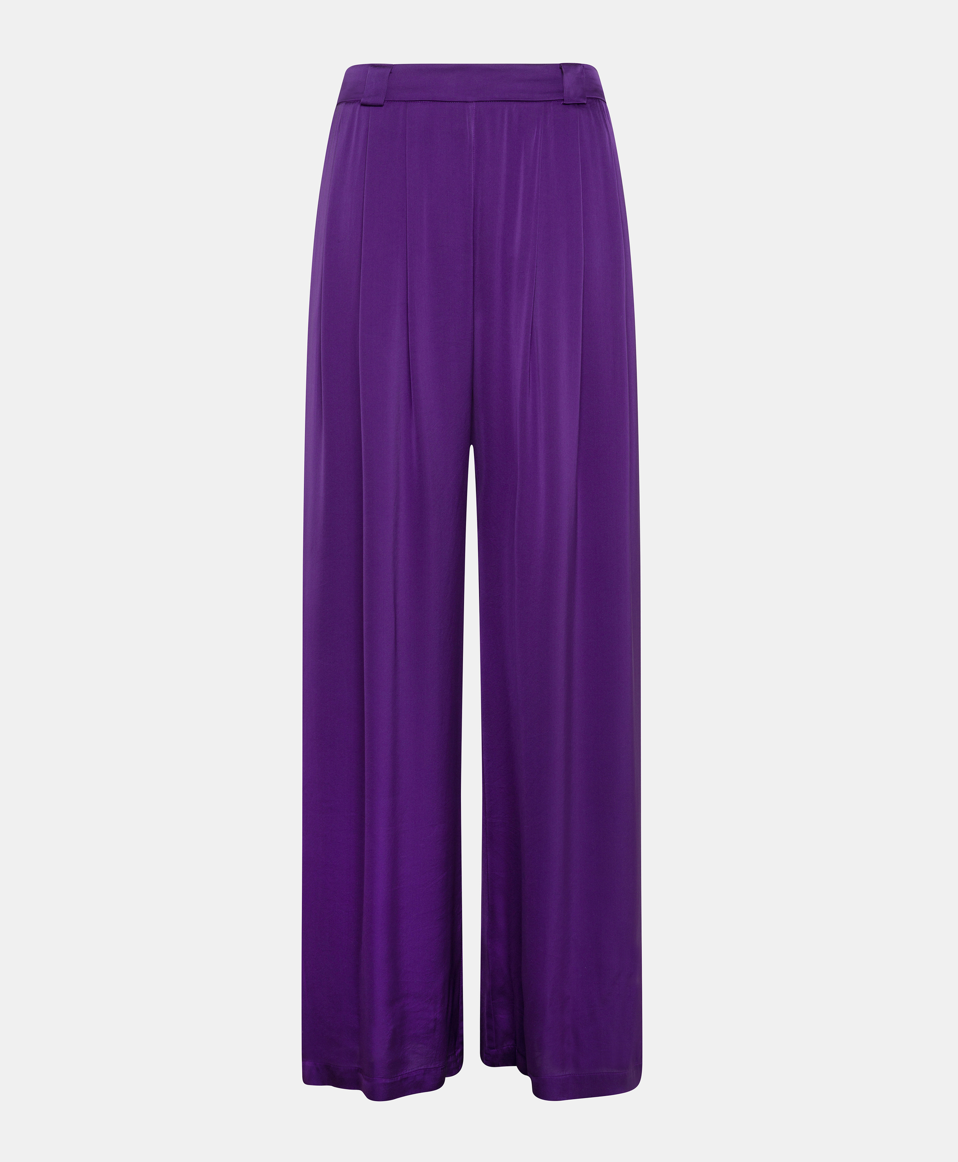 PANTALON LANZAROTE EN CRÊPE DE SATIN UNI - VIOLET - Momonì