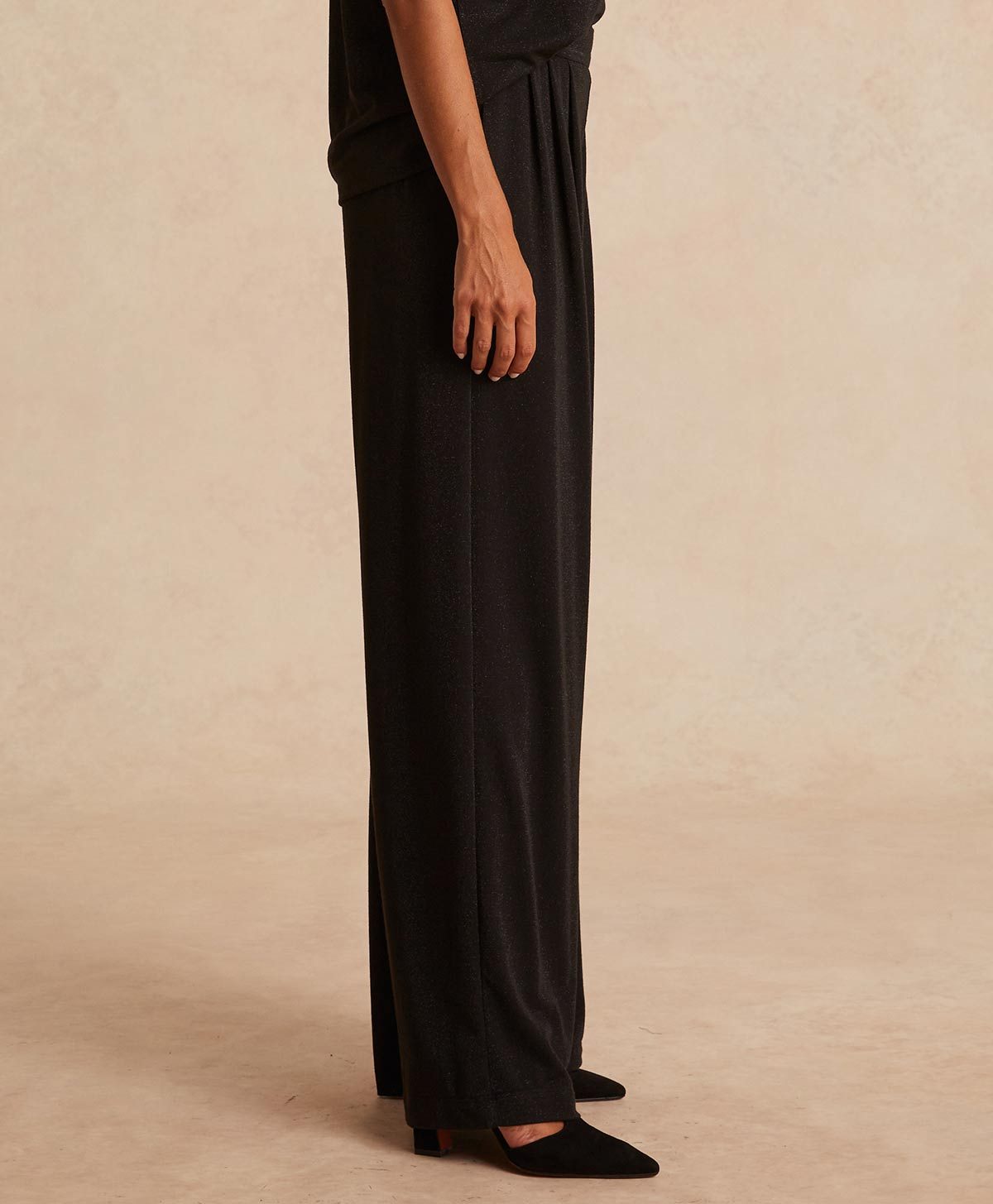 LANZAROTE PANT IN LUREX JERSEY - BLACK - Momonì