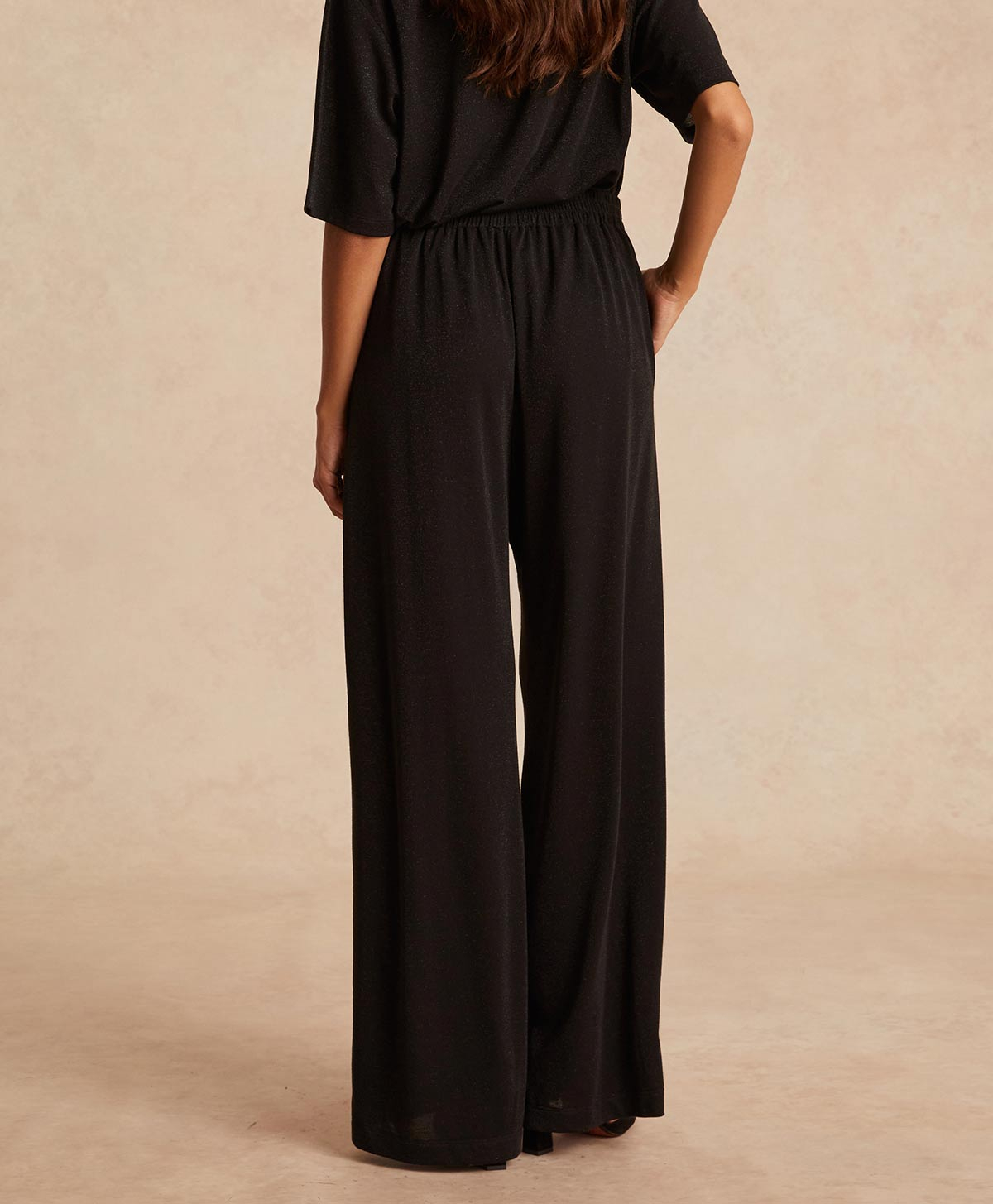 LANZAROTE PANT IN LUREX JERSEY - BLACK - Momonì