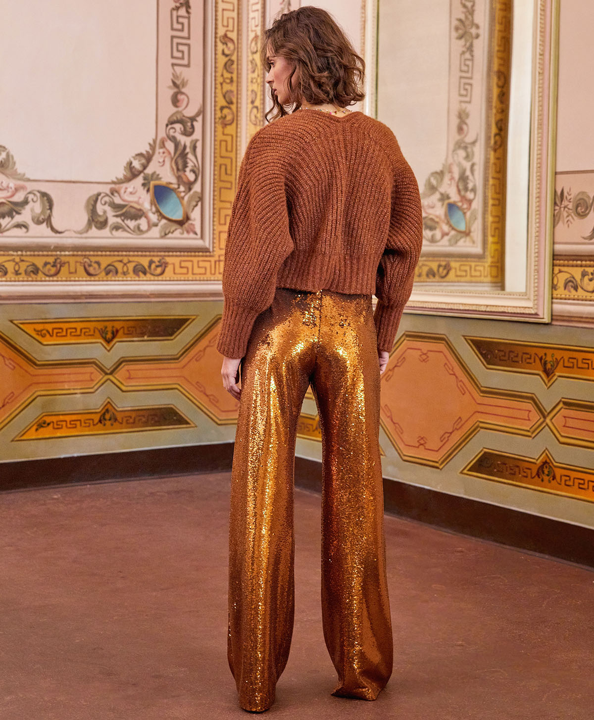 YOANN PANT IN SEQUINS - BRONZE - Momonì