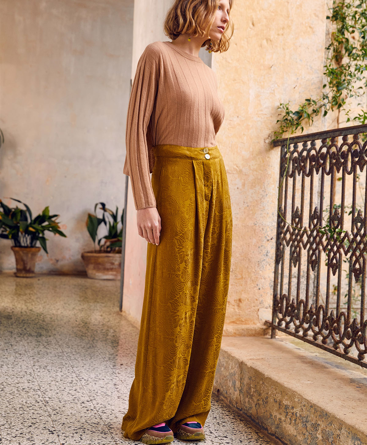 PASCAL PANT IN JACQUARD CUPRO - OIL - Momonì