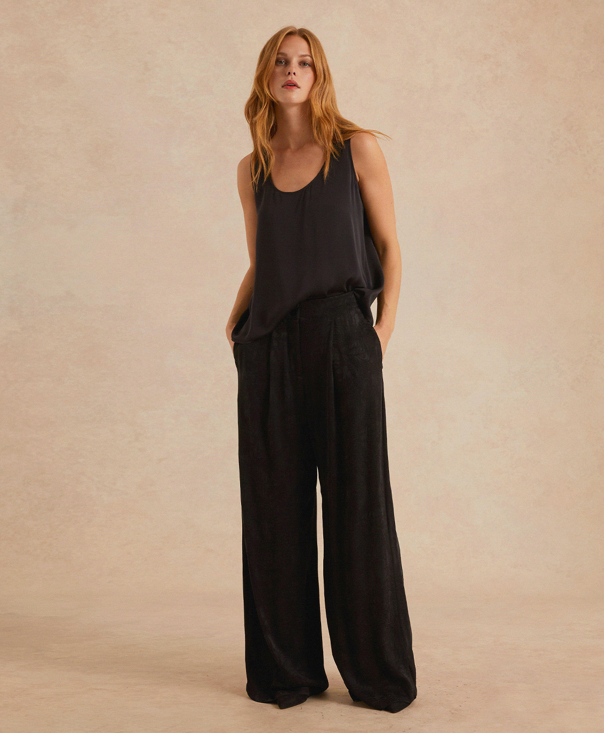 PASCAL PANT IN JACQUARD CUPRO - BLACK - Momonì