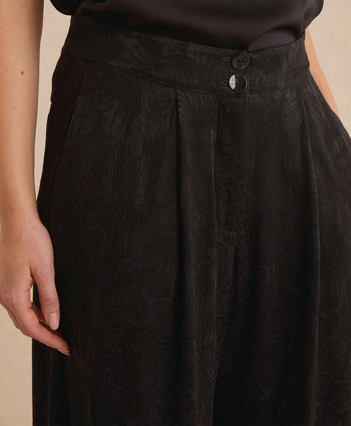 PASCAL PANT IN JACQUARD CUPRO - BLACK - Momonì