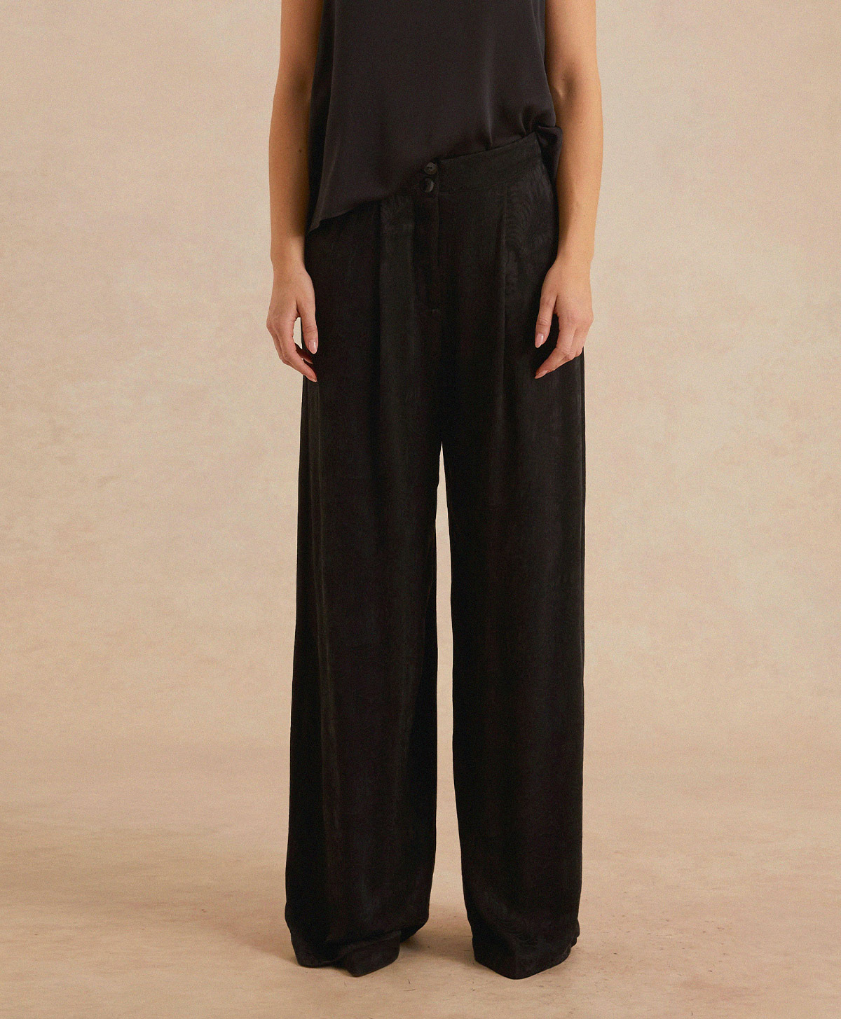 PASCAL PANT IN JACQUARD CUPRO - BLACK - Momonì