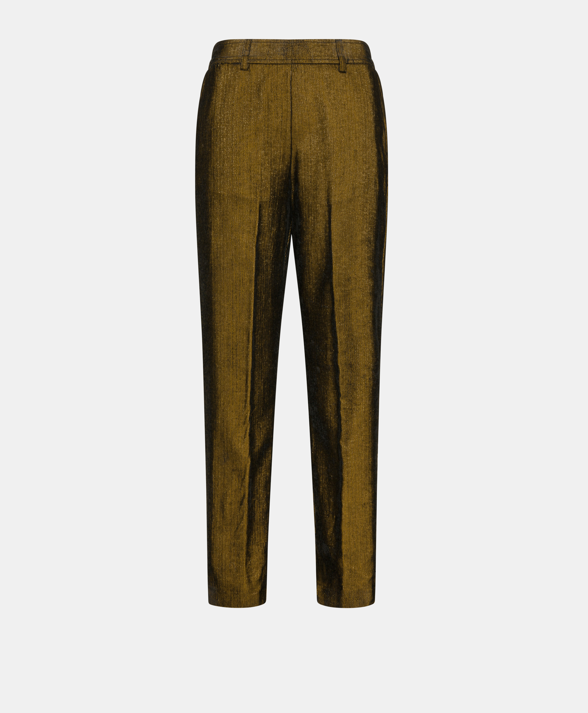 VISCHIO PANT IN FLUID LUREX NEEDLECORD - BLACK/GOLD - Momonì