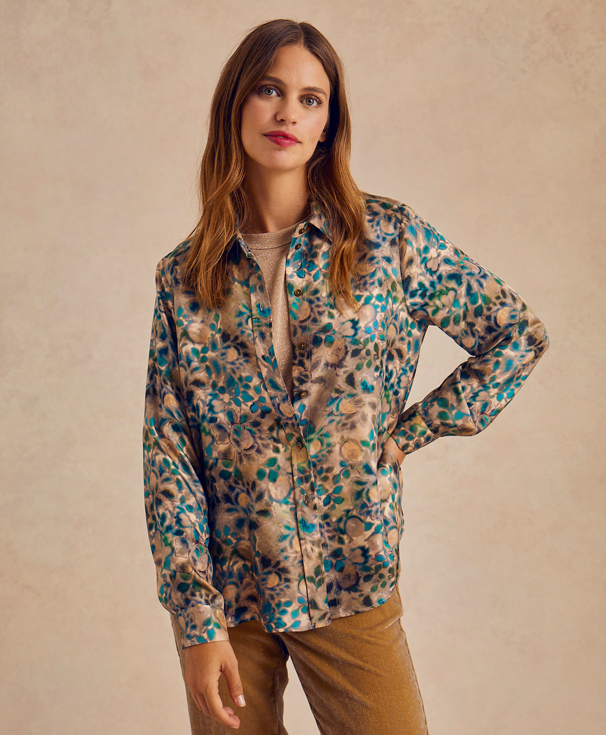 ARLES SHIRT IN PRINTED SILK TWILL - MULTICOLOR GREEN - Momonì
