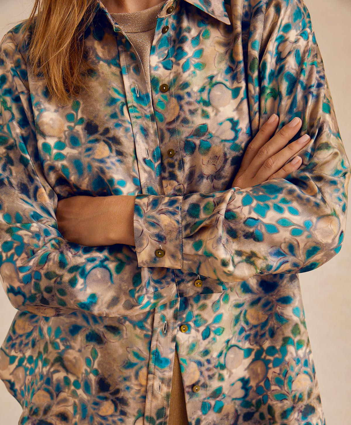 ARLES SHIRT IN PRINTED SILK TWILL - MULTICOLOR GREEN - Momonì