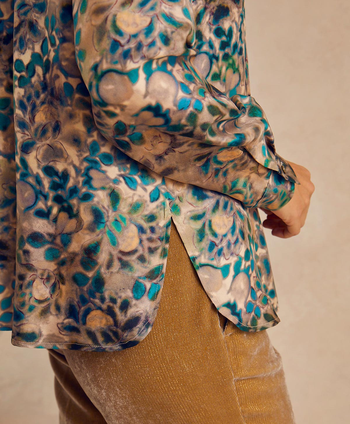 ARLES SHIRT IN PRINTED SILK TWILL - MULTICOLOR GREEN - Momonì