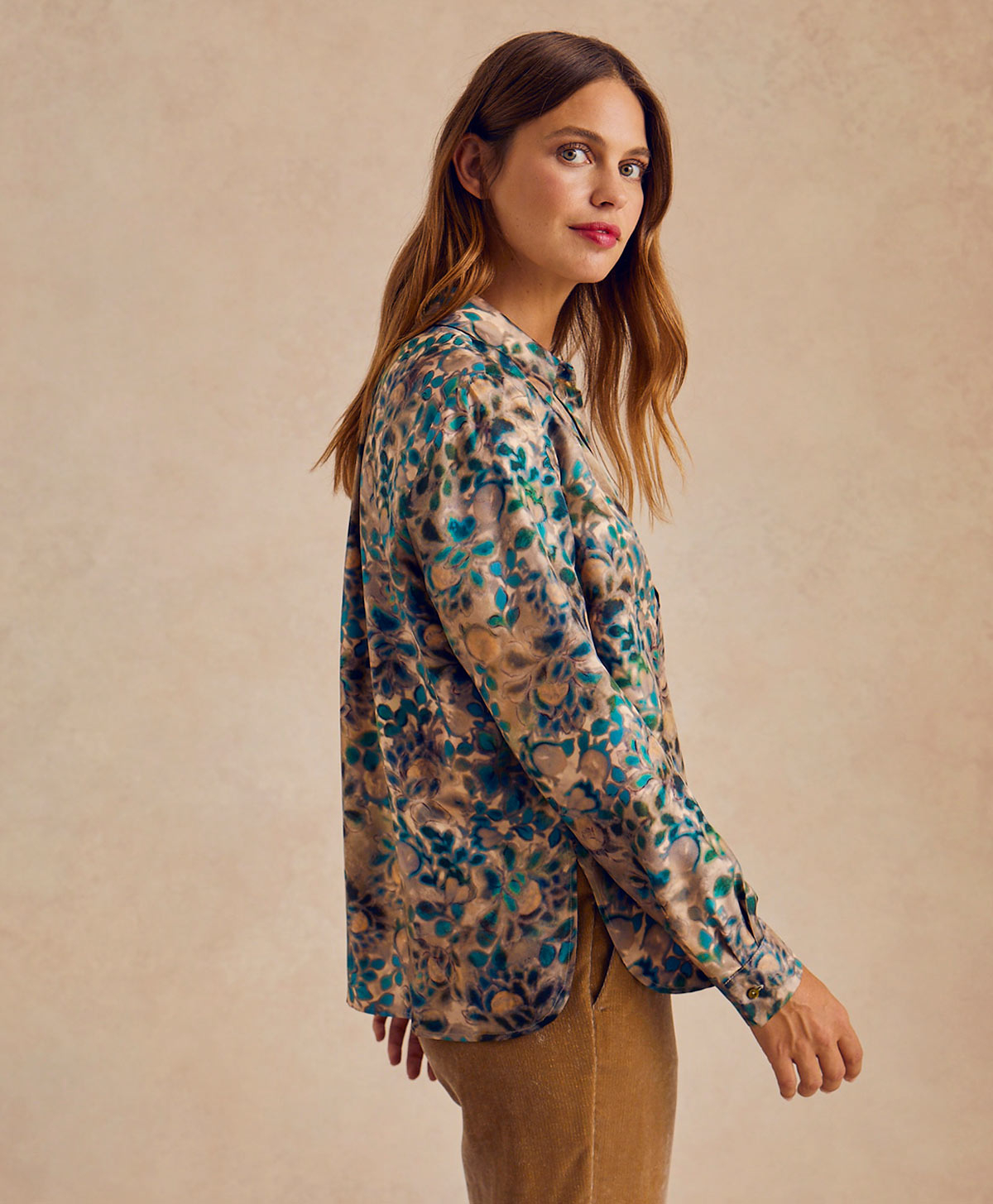 ARLES SHIRT IN PRINTED SILK TWILL - MULTICOLOR GREEN - Momonì