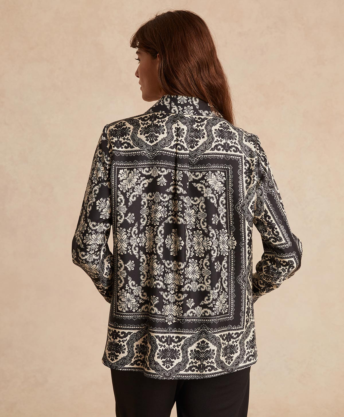 ARLES SHIRT IN PRINTED SILK TWILL - BLACK/OPTICAL WHITE - Momonì