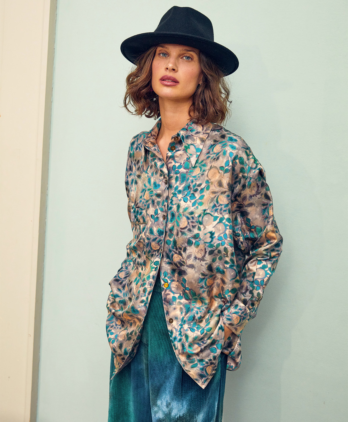 BERARD SHIRT IN TWILL DI SETA STAMPATO - MULTICOLOR GREEN - Clothing - Momonì
