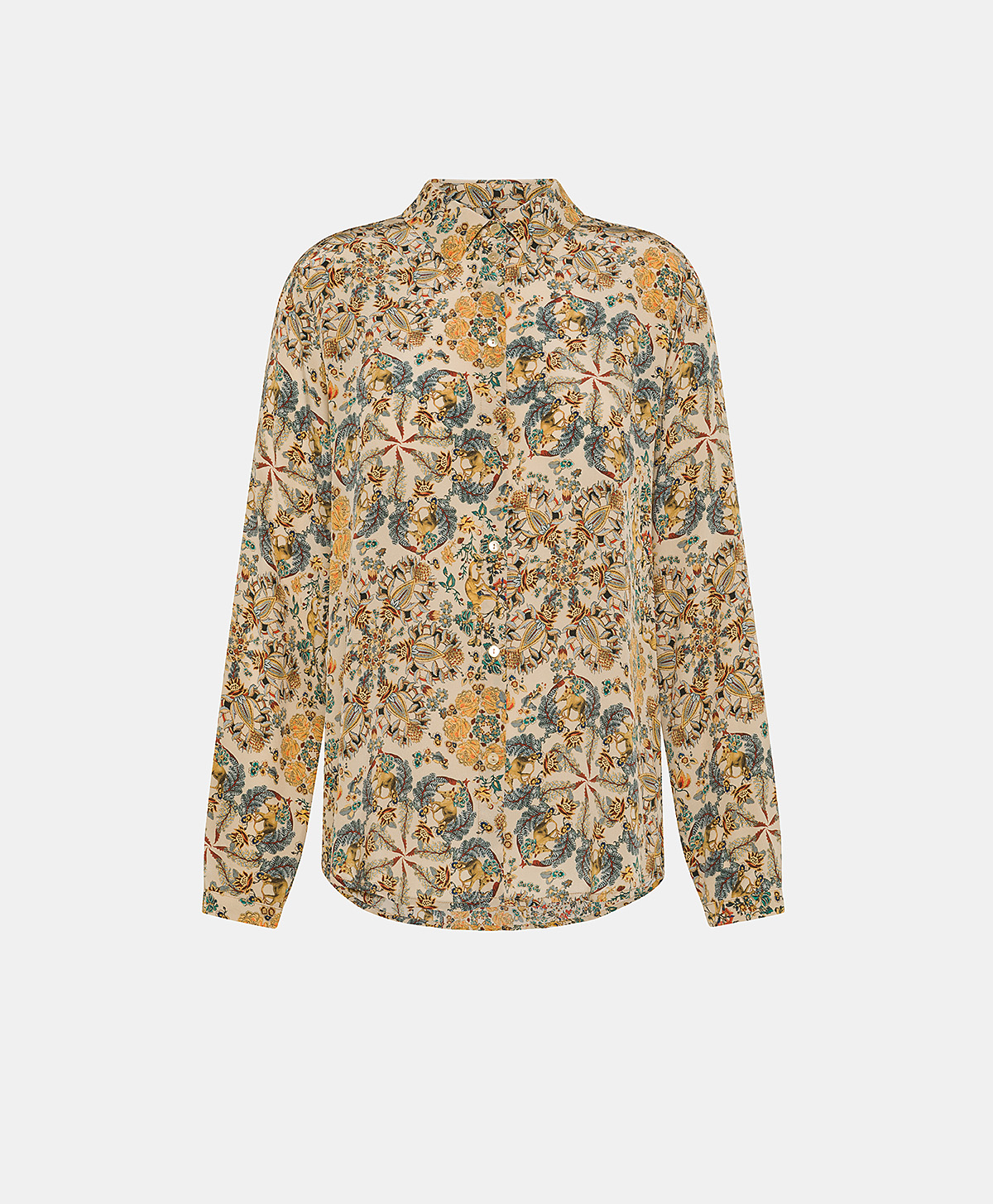 MEUDON SHIRT IN PRINTED CREPE DE CHINE - MULTICOLOR BEIGE - Momonì