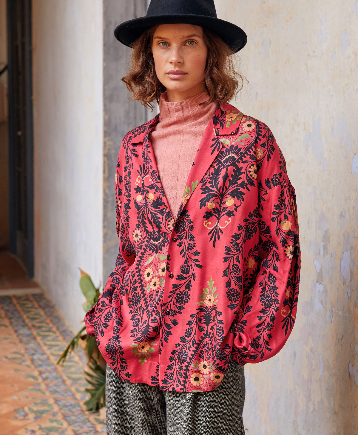 CHEMISIER GASTON EN SERGÉ DE VISCOSE IMPRIMÉ - MULTICOLORE GRIOTTE - Momonì